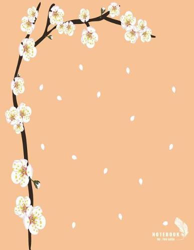Notebook: Cherry blossom on orange cover and Dot Graph Line Sketch pages, Extra large (8.5 x 11) inches, 110 pages, White paper, Sketch, Draw and Paint