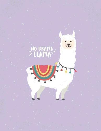 No drama llama: Llama on purple cover and Dot Graph Line Sketch pages, Extra large (8.5 x 11) inches, 110 pages, White paper, Sketch, Draw and Paint
