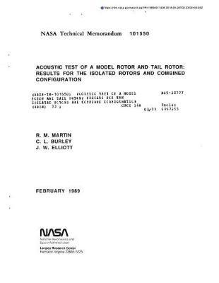 Acoustic Test of a Model Rotor and Tail Rotor: Results for the Isolated Rotors and Combined Configuration
