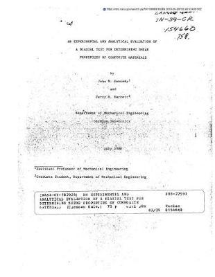 An Experimental and Analytical Evaluation of a Biaxial Test for Determining Shear Properties of Composite Materials
