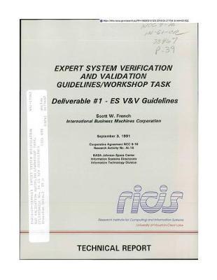 Expert System Verification and Validation Guidelines/Workshop Task. Deliverable No. 1: Es V/V Guidelines