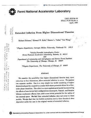 Extended Inflation from Higher Dimensional Theories