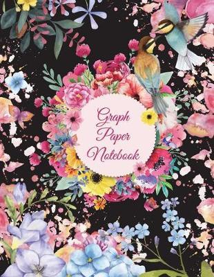 Graph Paper Notebook: Art Floral Black Color, 1/4  Inch Graph Paper Large Print 8.5  X 11  Blank Quad Ruled, Blank Graph Paper Composition Books