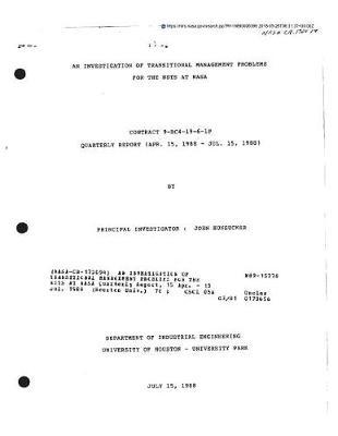 An Investigation of Transitional Management Problems for the Nsts at NASA