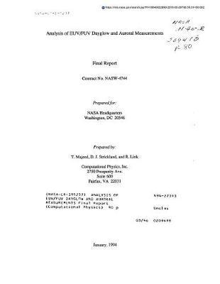 Analysis of Euv/Fuv Dayglow and Auroral Measurements