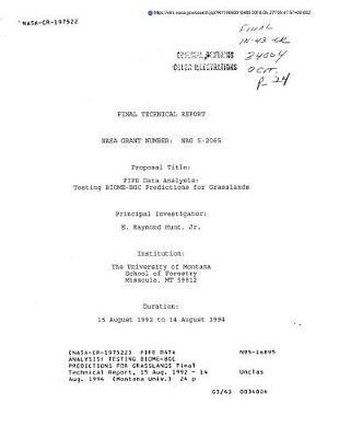 Fife Data Analysis: Testing Biome-Bgc Predictions for Grasslands