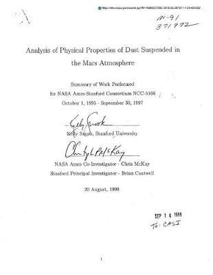 Analysis of Physical Properties of Dust Suspended in the Mars Atmosphere