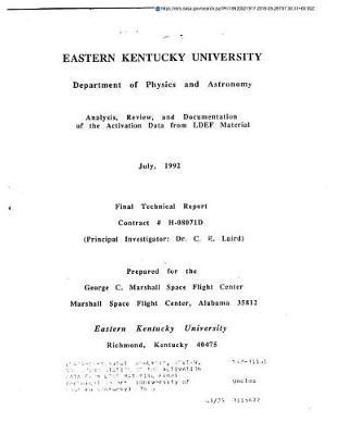 Analysis, Review, and Documentation of the Activation Data from Ldef Material