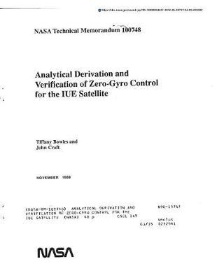 Analytical Derivation and Verification of Zero-Gyro Control for the Iue Satellite