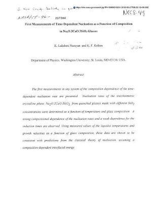 First Measurements of Time-Dependent Nucleation as a Function of Composition in Na2o.2cao.3sio2 Glasses