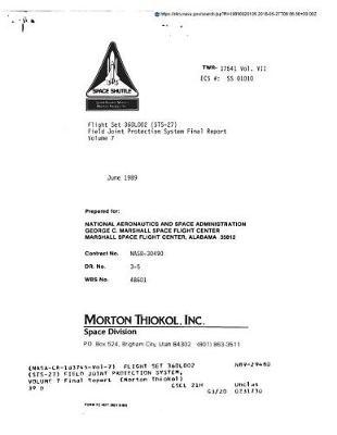 Flight Set 360l002 (Sts-27) Field Joint Protection System, Volume 7