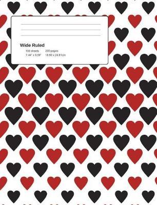 Patterned Hearts Composition Notebook: Composition Book, Journal, Cute Notebooks, Cool Notebooks, School Books (7.44 X 9.69) Large, Composition Notebook Wide Ruled Paper, 100 Sheets