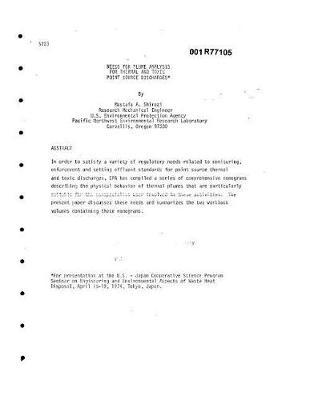 Needs for Plume Analysis for Thermal and Toxic Point Source Discharge