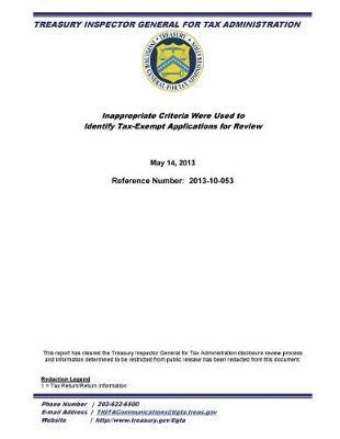 Inappropriate Criteria Were Used to Identify Tax-Exempt Applications for Review