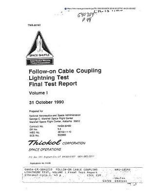 Follow-On Cable Coupling Lightning Test, Volume 1