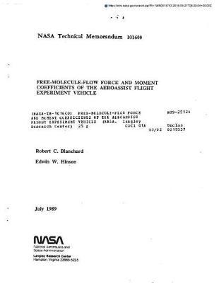 Free-Molecule-Flow Force and Moment Coefficients of the Aeroassist Flight Experiment Vehicle