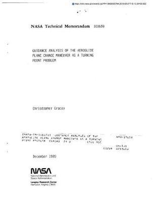 Guidance Analysis of the Aeroglide Plane Change Maneuver as a Turning Point Problem