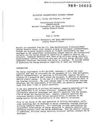 Helicopter Crashworthiness Research Program