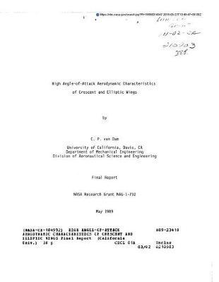 High Angle-Of-Attack Aerodynamic Characteristics of Crescent and Elliptic Wings