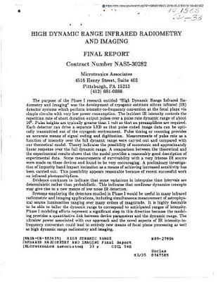 High Dynamic Range Infrared Radiometry and Imaging