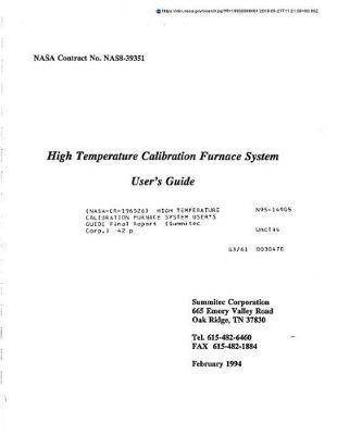 High Temperature Calibration Furnace System User's Guide