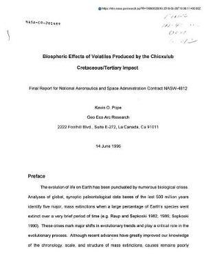 Biospheric Effects of Volatiles Produced by the Chicxulub Cretaceous/Tertiary Impact