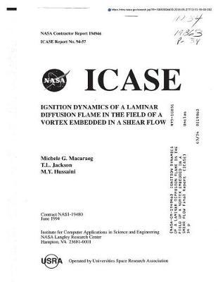 Ignition Dynamics of a Laminar Diffusion Flame in the Field of a Vortex Embedded in a Shear Flow