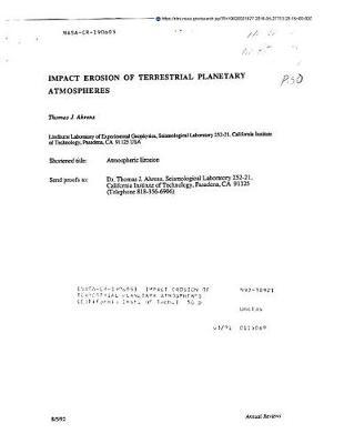Impact Erosion of Terrestrial Planetary Atmospheres