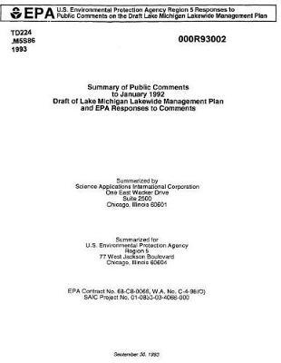 Summary of Public Comments to January 1992 Draft Michigan Lakewide Management Plan and EPA Responses to Comments