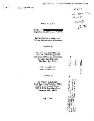 In-Plant Testing of Membranes to Treat Electroplating Wastewater