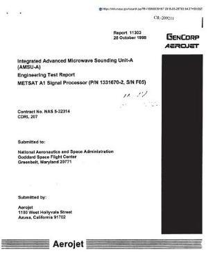 Integrated Advanced Microwave Sounding Unit-A(amsu-A). Engineering Test Report: Metsat A1 Signal Processor, (P/N 1331670-2, S /N F05)