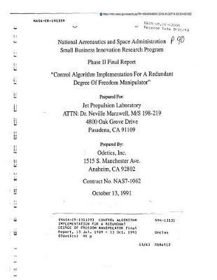 Control Algorithm Implementation for a Redundant Degree of Freedom Manipulator