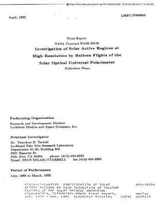 Investigation of Solar Active Regions at High Resolution by Balloon Flights of the Solar Optical Universal Polarimeter, Definition Phase