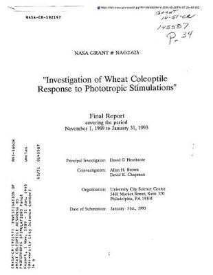Investigation of Wheat Coleoptile Response to Phototropic Stimulations