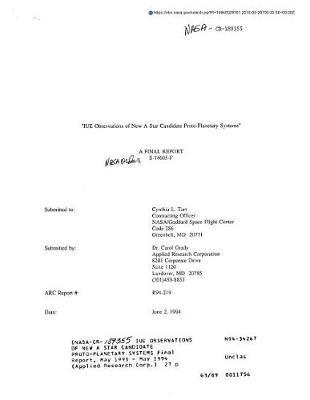 Iue Observations of New a Star Candidate Proto-Planetary Systems