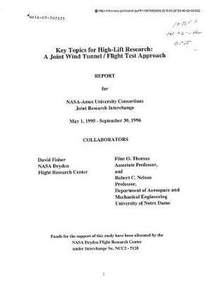 Key Topics for High-Lift Research: A Joint Wind Tunnel/Flight Test Approach