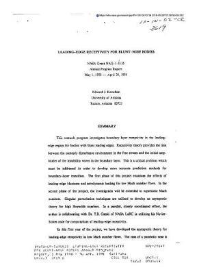 Leading-Edge Receptivity for Blunt-Nose Bodies