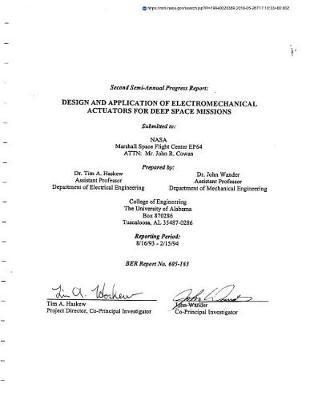 Design and Application of Electromechanical Actuators for Deep Space Missions