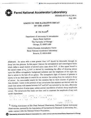 Limits to the Radiative Decay of the Axion