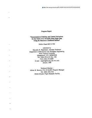 Determination of Stability and Control Derivatives from the NASA F/A-18 Harv from Flight Data Using the Maximum Likelihood Method