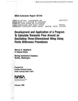 Development and Application of a Program to Calculate Transonic Flow Around an Oscillating Three-Dimensional Wing Using Finite Difference Procedures