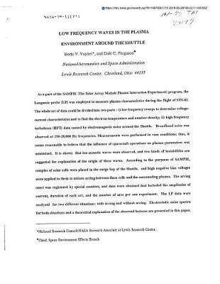 Low Frequency Waves in the Plasma Environment Around the Shuttle