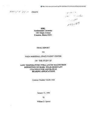 Low Temperature Unbalanced Magnetron Deposition of Hard, Wear-Resistant Coatings for Liquid-Film Bearing Applications