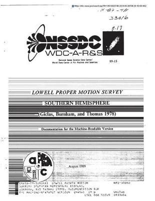 Lowell Proper Motion Survey: Southern Hemisphere (Giclas, Burnham, and Thomas 1978). Documentation for the Machine-Readable Version