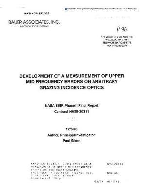 Development of a Measurement of Upper Mid Frequency Errors on Arbitrary Grazing Incidence Optics
