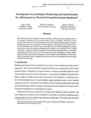 Development of an Intelligent Monitoring and Control System for a Heterogeneous Numerical Propulsion System Simulation