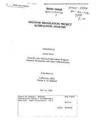 Machine Translation Project Alternatives Analysis
