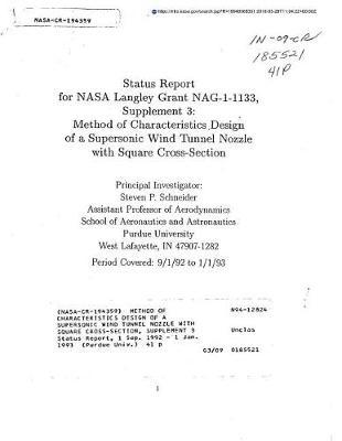 Method of Characteristics Design of a Supersonic Wind Tunnel Nozzle with Square Cross-Section, Supplement 3