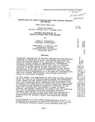 Methodology for Object-Oriented Real-Time Systems Analysis and Design: Software Engineering