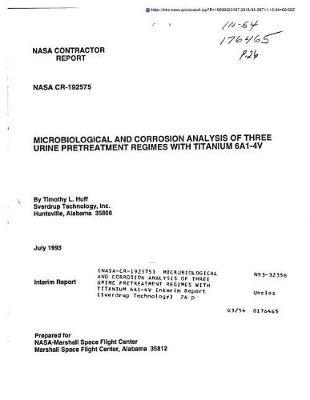 Microbiological and Corrosion Analysis of Three Urine Pretreatment Regimes with Titanium 6a1-4v